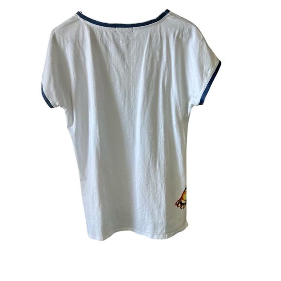 Orly Colorful French Bulldog Print Crew Neck T-Shirt White Women's Medium - Picture 3 of 5